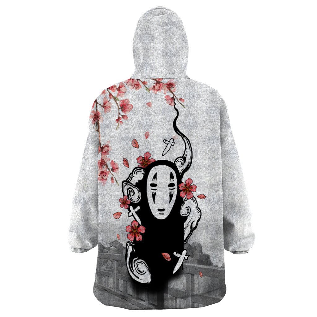 Anime Movie No Face Wearable Blanket Hoodie Sakura Sumi-e Style TS07 - The Mazicc - Adult - One Size - White