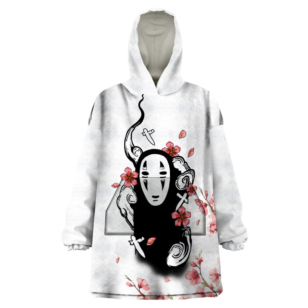 Anime Movie No Face Wearable Blanket Hoodie Sakura Sumi-e Style TS07 - The Mazicc - Adult - One Size - White