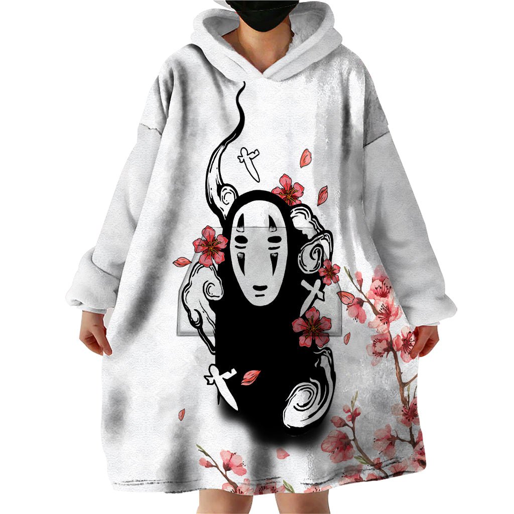 Anime Movie No Face Wearable Blanket Hoodie Sakura Sumi-e Style TS07 - The Mazicc - Adult - One Size - White