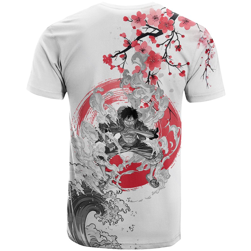 Anime One Piece Luffy Strawhat T Shirt Sumi-e Painting Style TS07 - The Mazicc - Adult - S - White