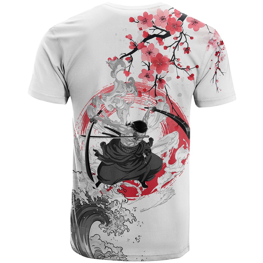Anime One Piece Roronoa Zoro T Shirt Sumi-e Painting Style TS07 - The Mazicc - Adult - S - White