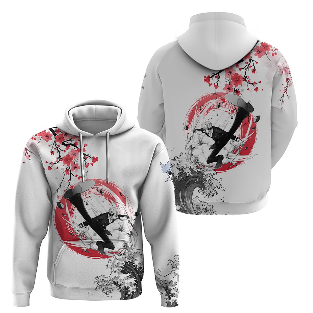 Anime One Piece Sanji Blackleg Hoodie Sumi-e Painting Style TS07 - The Mazicc - Pullover Hoodie - S - White