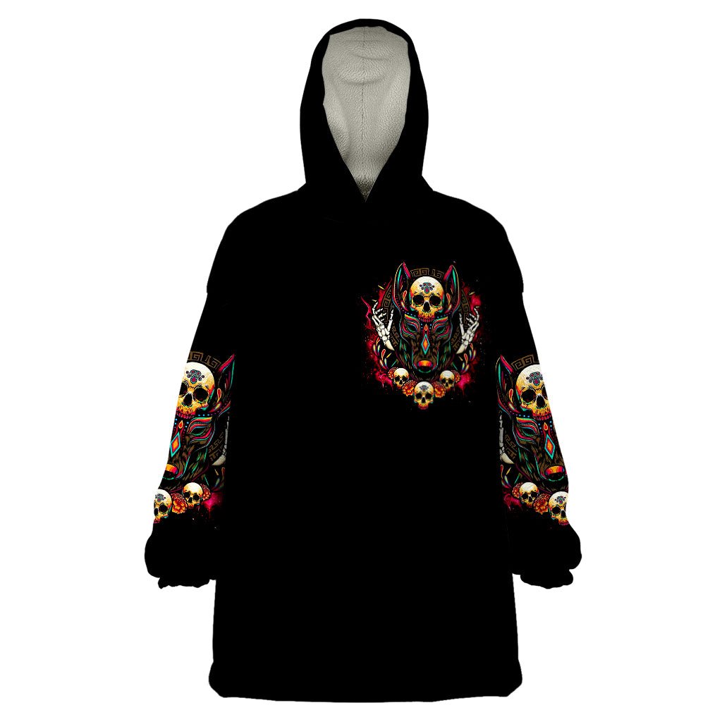 Anubis Skull Wearable Blanket Hoodie Skull Anubis Don't Try To Figured Me Out DT01 - The Mazicc - Adult - One Size - Black