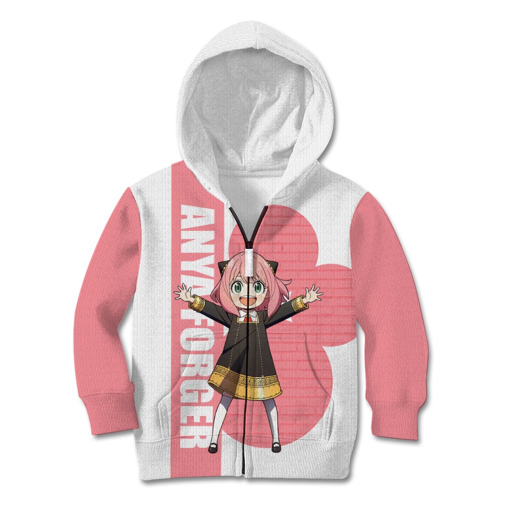 Anya Forger Kid Hoodie Spy x Family TS04 - The Mazicc - Zip Hoodie - Toddler 2T - White/Pink