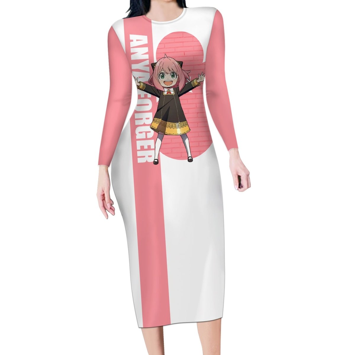Anya Forger Long Sleeve Bodycon Dress Spy x Family TS04 - The Mazicc - Long Dress - S - White/Pink