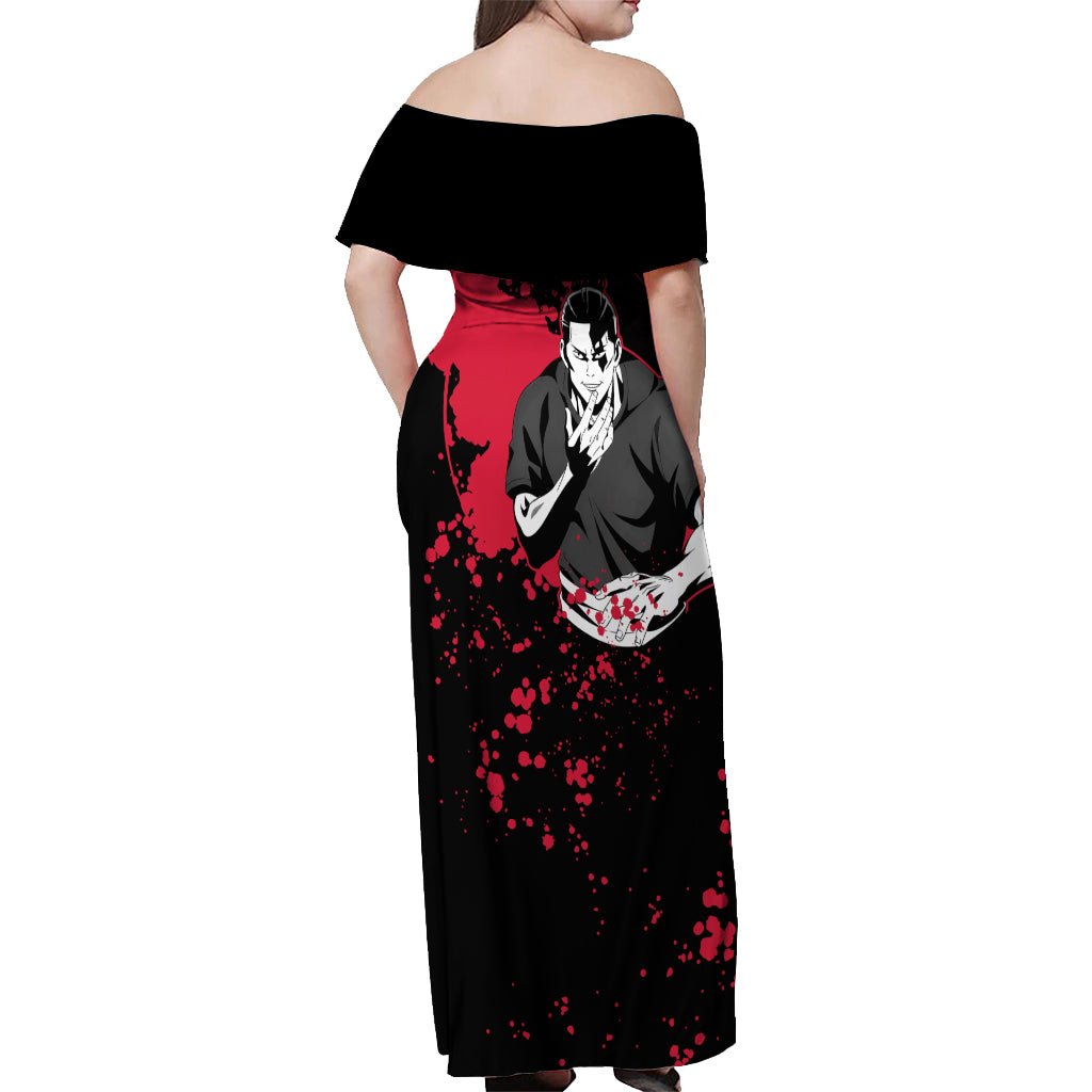 Aoi Todo Jujutsu Kaisen Off Shoulder Maxi Dress Manga Style Art TS04 - The Mazicc - Women - S - Black/Red