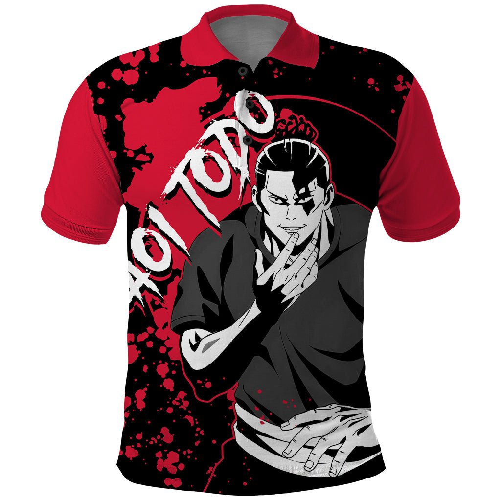 Aoi Todo Jujutsu Kaisen Polo Shirt Manga Style Art TS04 - The Mazicc - Adult - S - Black/Red