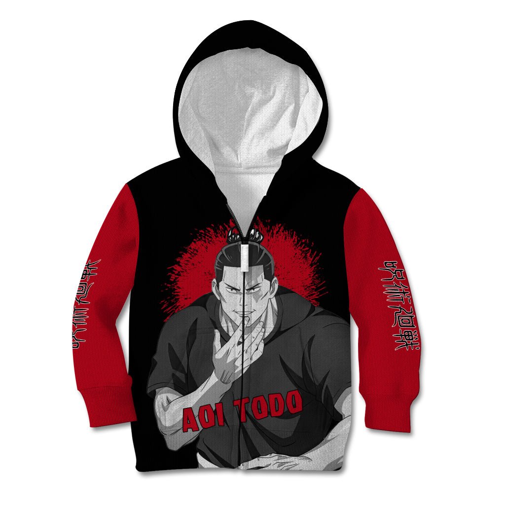 Aoi Todo Kid Hoodie Monochrome TS04 - The Mazicc - Zip Hoodie - Toddler 2T - Black/Red