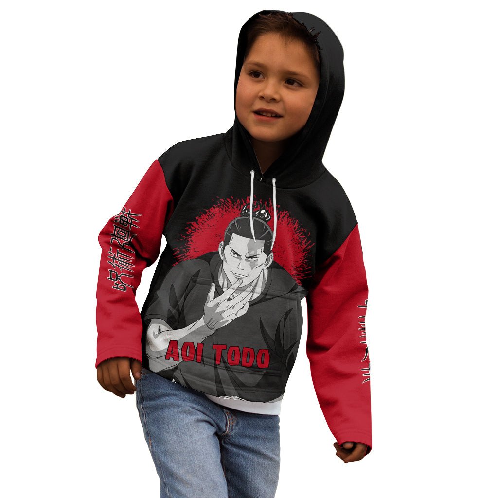 Aoi Todo Kid Hoodie Monochrome TS04 - The Mazicc - Zip Hoodie - Toddler 2T - Black/Red