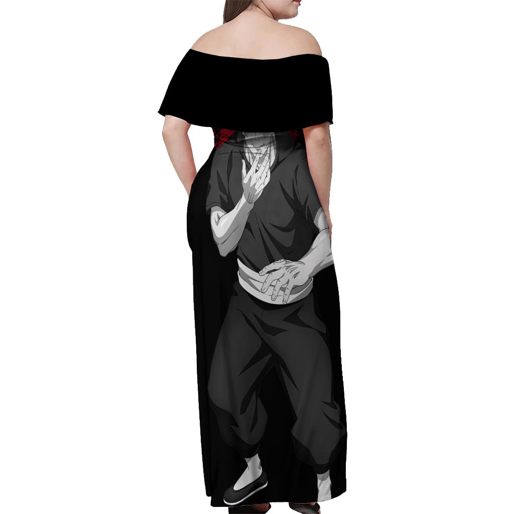 Aoi Todo Off Shoulder Maxi Dress Monochrome TS04 - The Mazicc - Women - S - Black/Red
