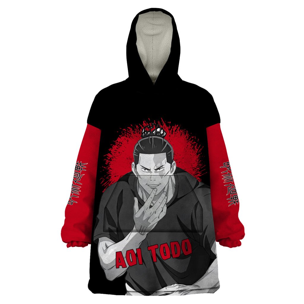 Aoi Todo Wearable Blanket Hoodie Monochrome TS04 - The Mazicc - Adult - One Size - Black/Red