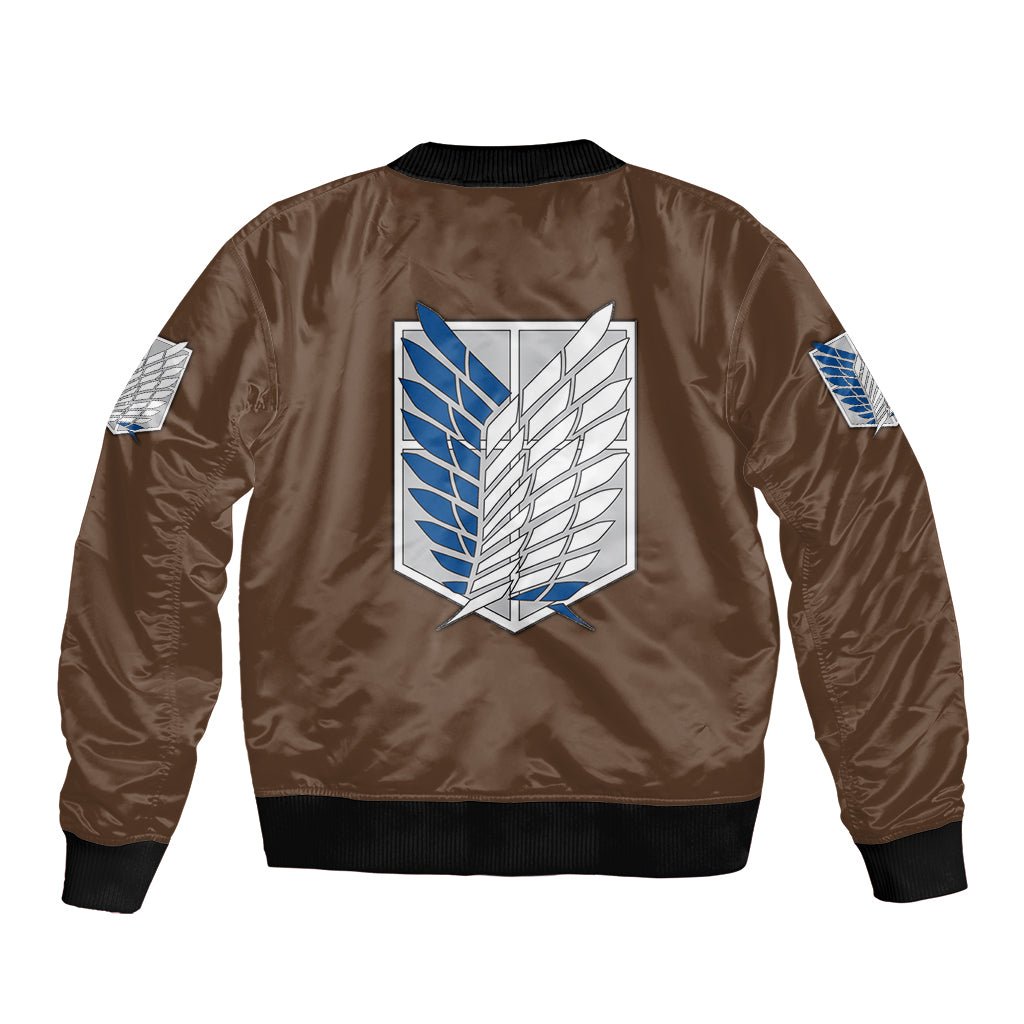 AOT Levi Ackerman Bomber Jacket TS04 - The Mazicc - Unisex - S - Brown