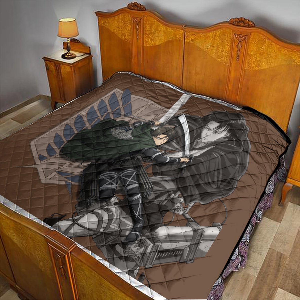 AOT Levi Ackerman Quilt TS04 - The Mazicc - Single - 130cm x 150cm - Brown