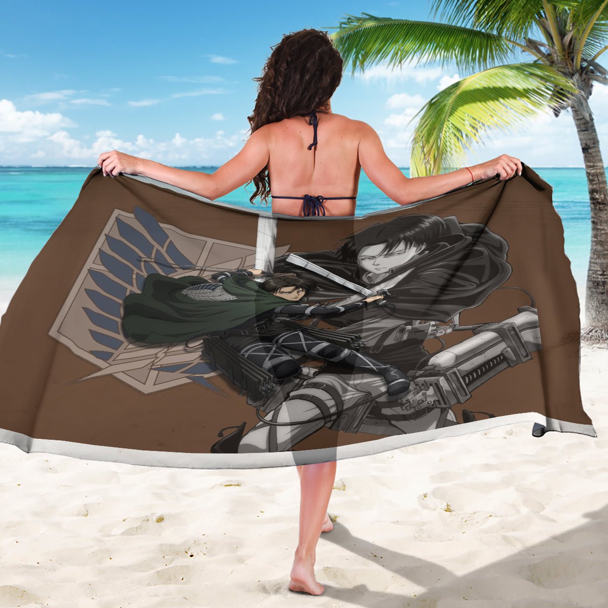 AOT Levi Ackerman Sarong TS04 - The Mazicc - One Size - 44 x 66 inches - Brown