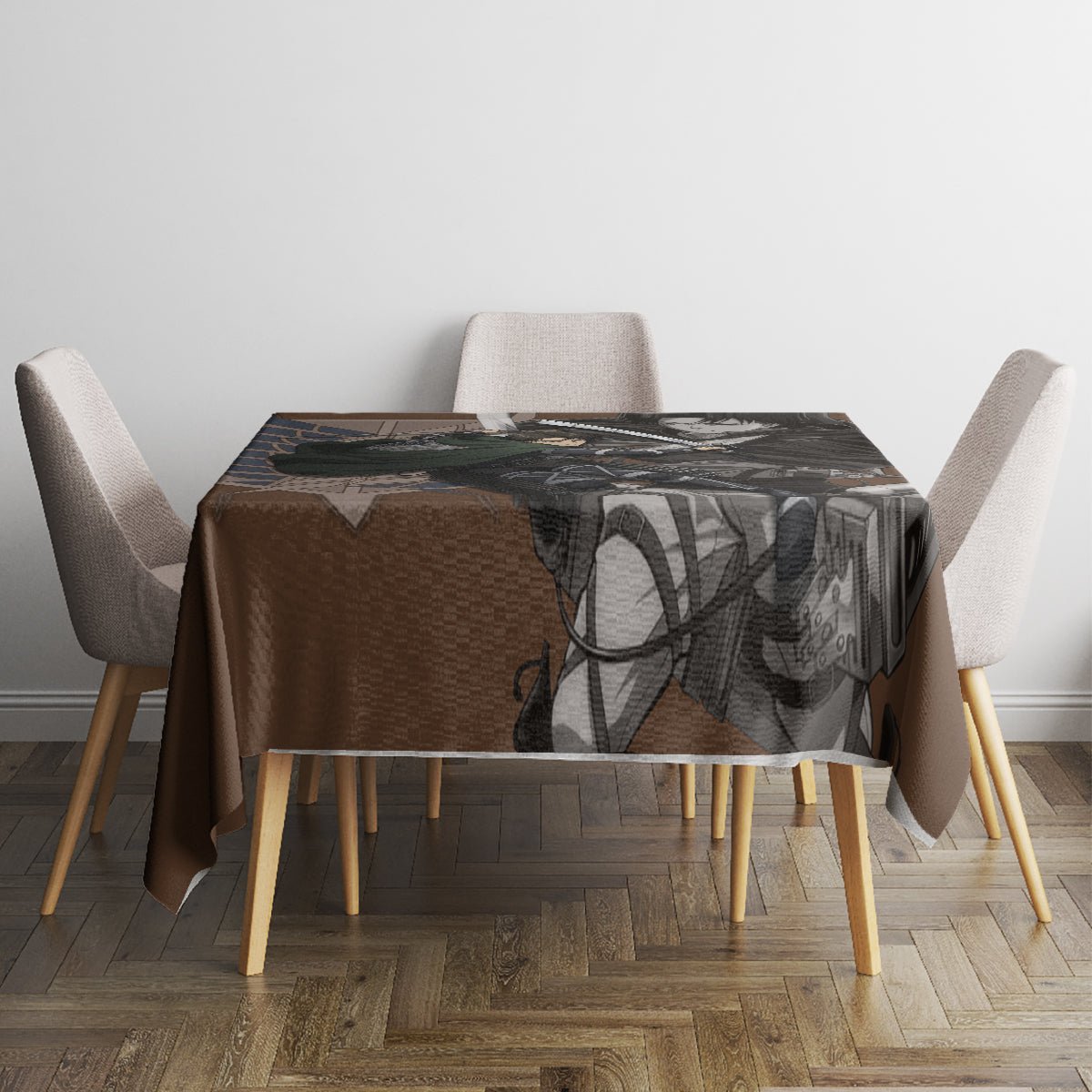 AOT Levi Ackerman Tablecloth TS04 - The Mazicc - S - 90 x 90 cm - Brown