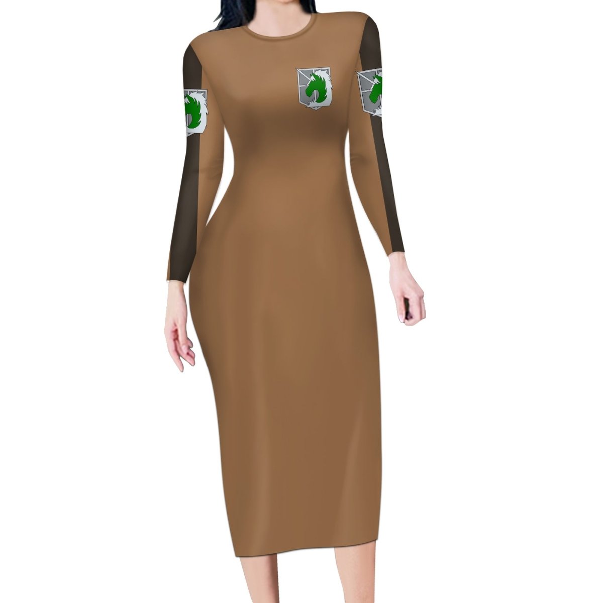 AOT Military Police Long Sleeve Bodycon Dress TS04 - The Mazicc - Long Dress - S - Brown