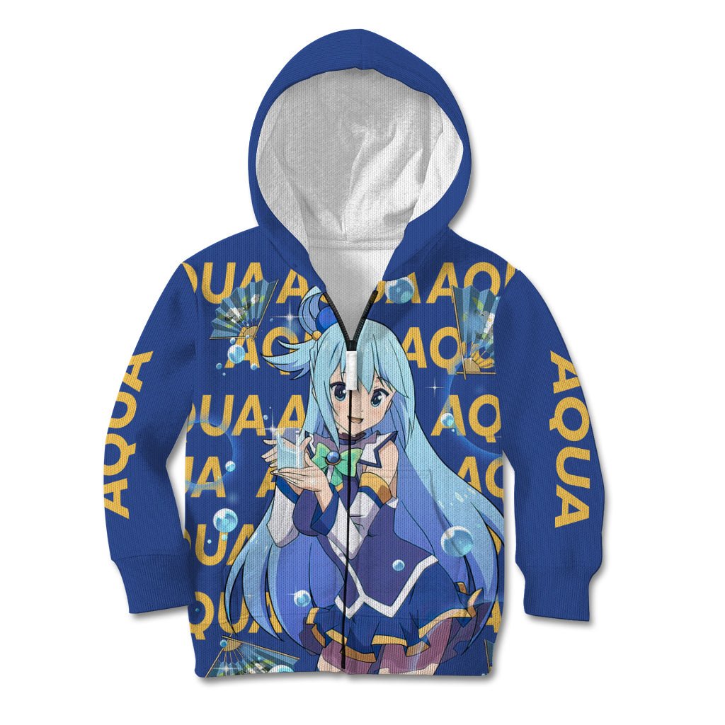 Aqua KonoSuba Kid Hoodie Anime Style TS04 - The Mazicc - Zip Hoodie - Toddler 2T - Blue