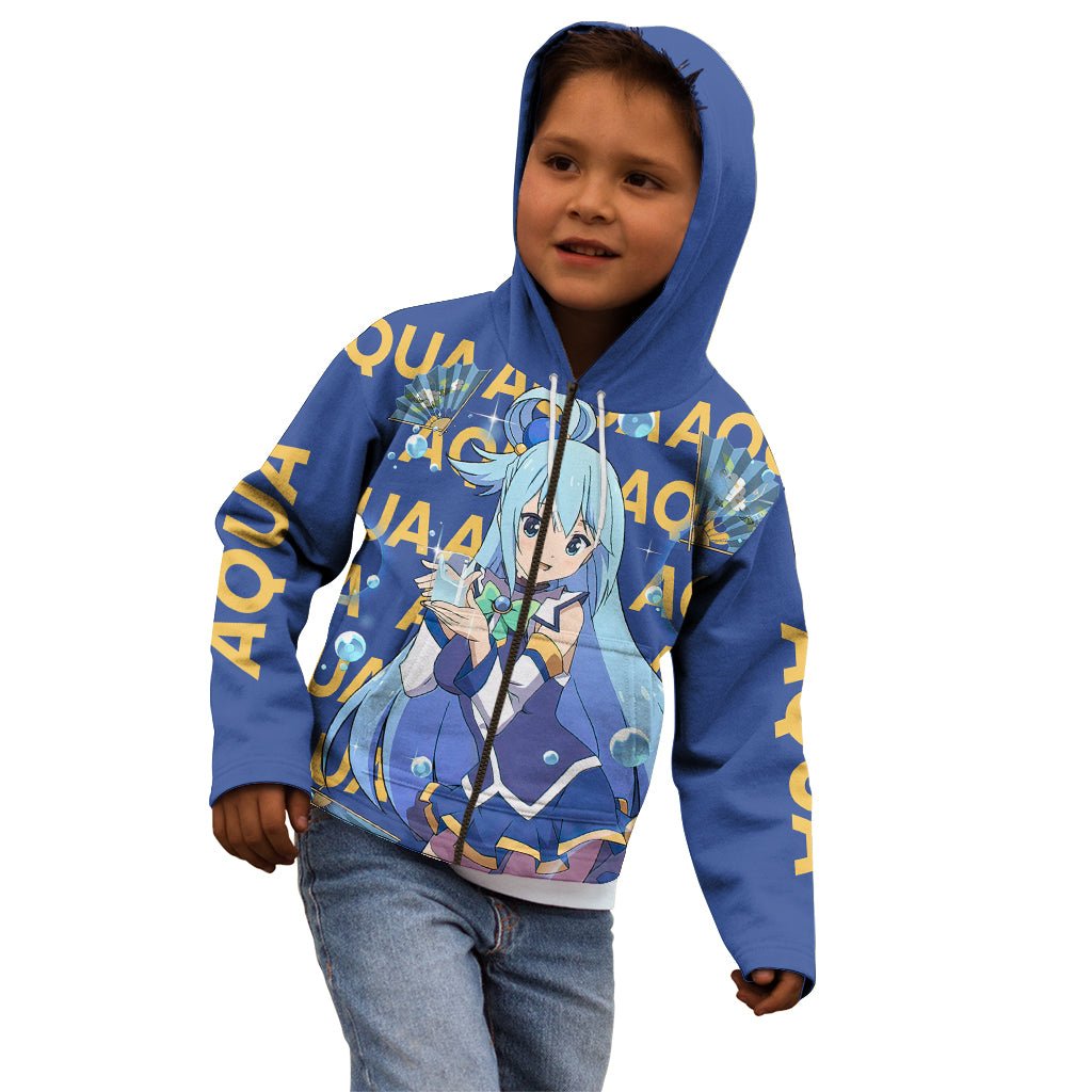 Aqua KonoSuba Kid Hoodie Anime Style TS04 - The Mazicc - Zip Hoodie - Toddler 2T - Blue