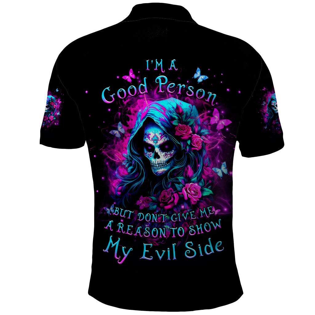 Witch Skull Polo Shirt I'm A Good Person But Don't Give Me A Reason To Show Evil Side