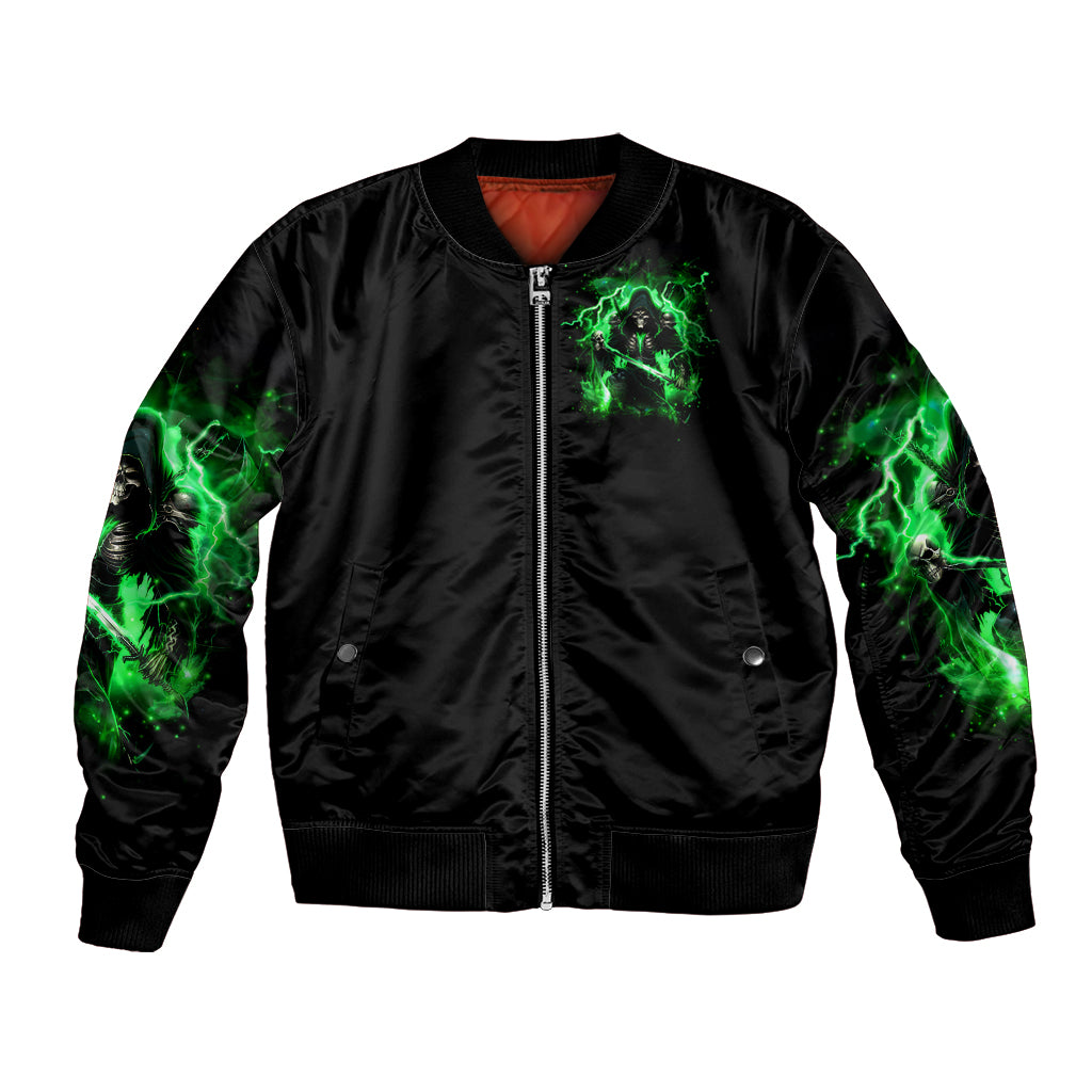 Reaper Skull Bomber Jacket That Which Does Not Kill Me Should Run