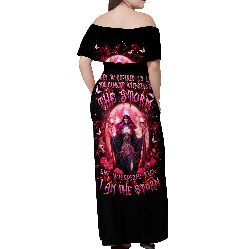 Witch Skull Off Shoulder Maxi Dress She Whispered Back Iam The Storm