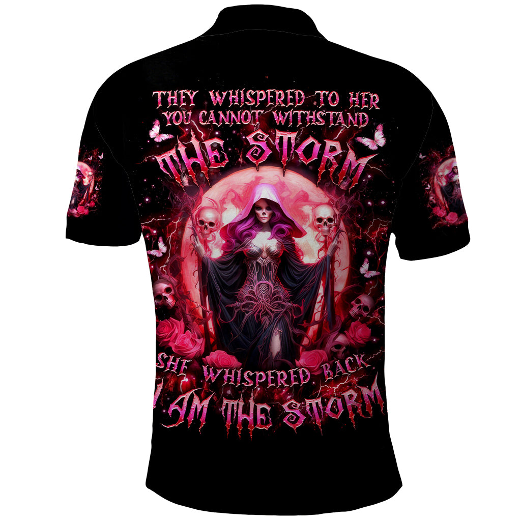 Witch Skull Polo Shirt She Whispered Back Iam The Storm