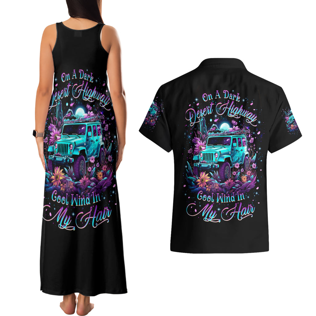 Forest Jeep Couples Matching Tank Maxi Dress and Hawaiian Shirt On A Dark Desert Highway Cool Wind In My Hair