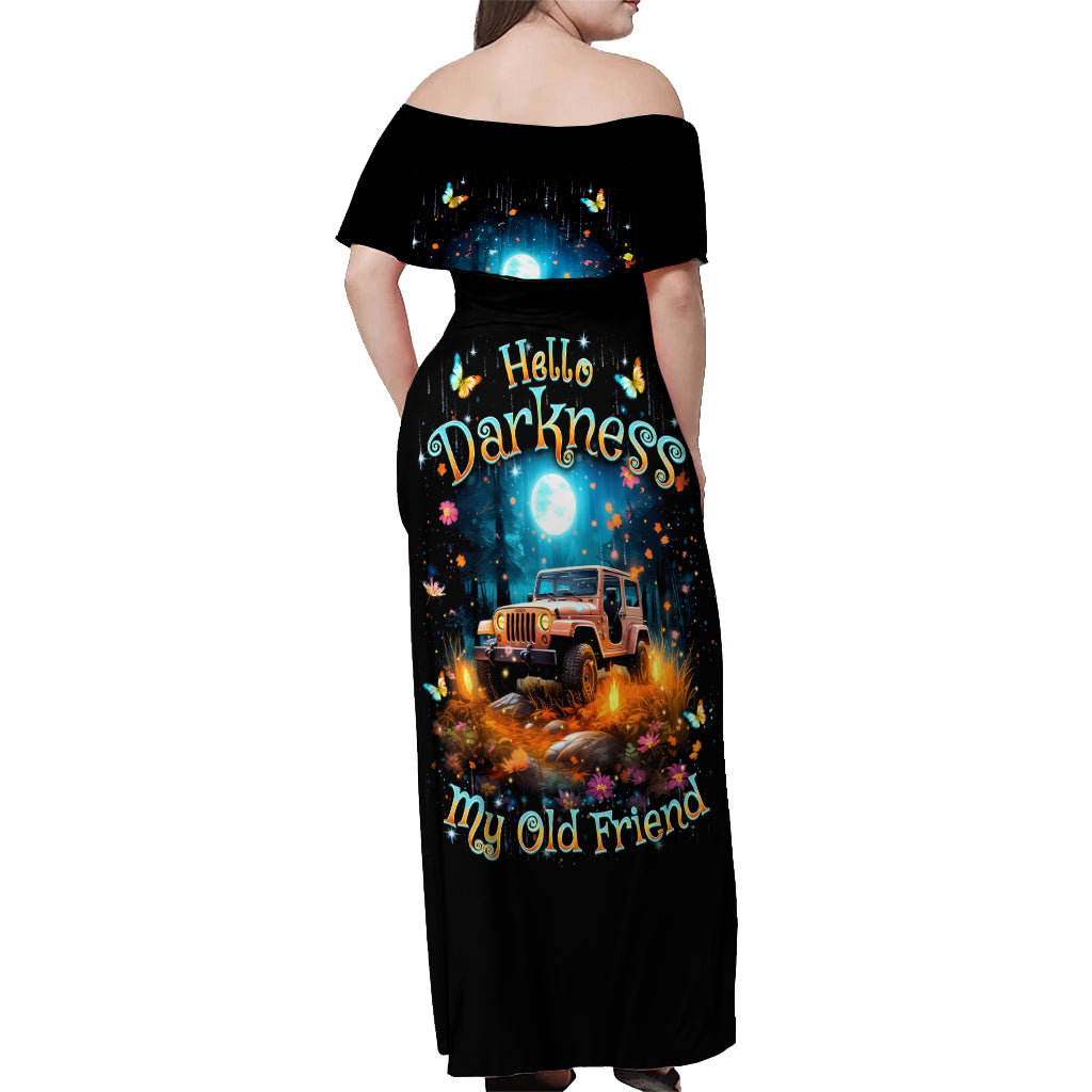 Forest Jeep Off Shoulder Maxi Dress Hello Darkness My Old Friend
