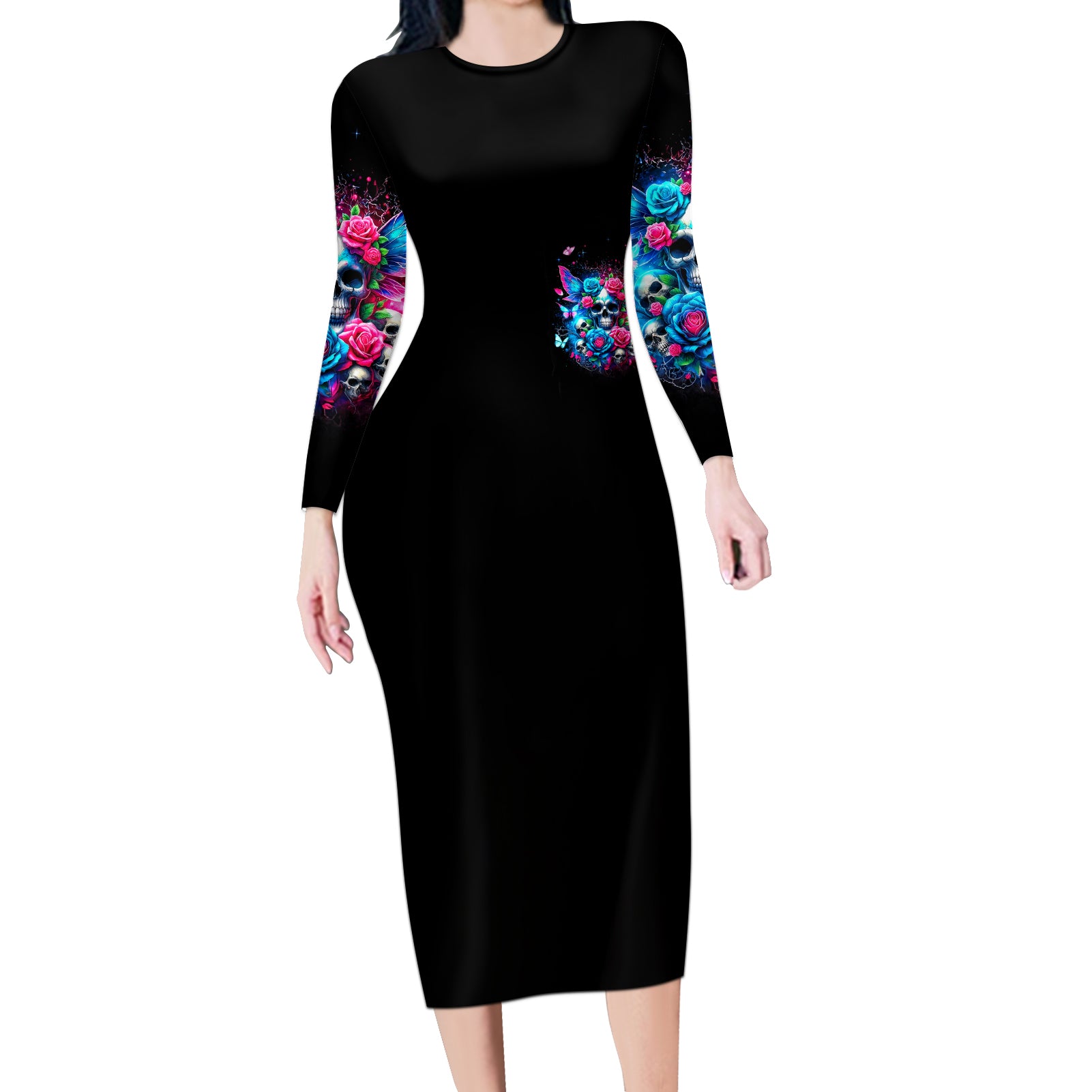 Fairy Skull Long Sleeve Bodycon Dress Let Karma Handle Their Fate