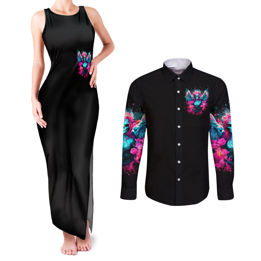 Witch Skull Couples Matching Tank Maxi Dress and Long Sleeve Button Shirt The Good Girl In Me Got Tired Of The Bullshit