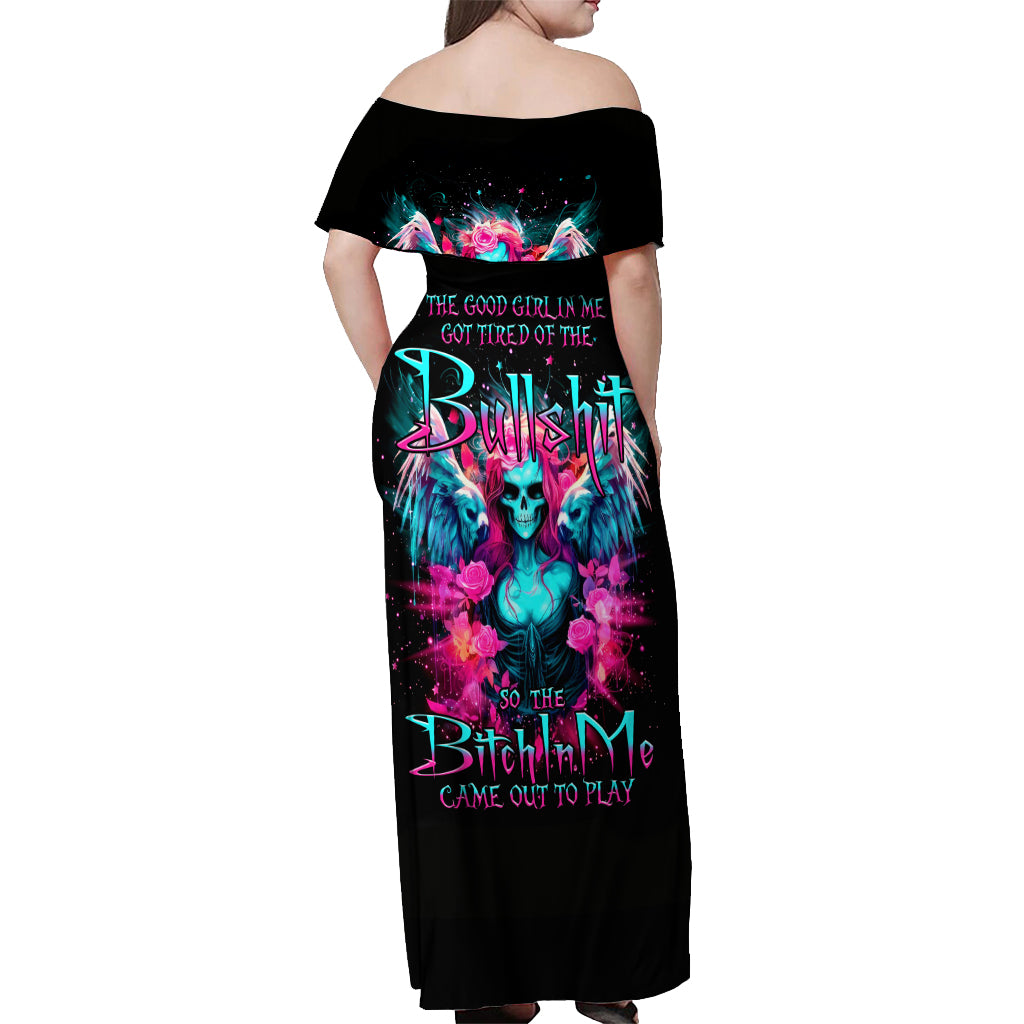 Witch Skull Off Shoulder Maxi Dress The Good Girl In Me Got Tired Of The Bullshit