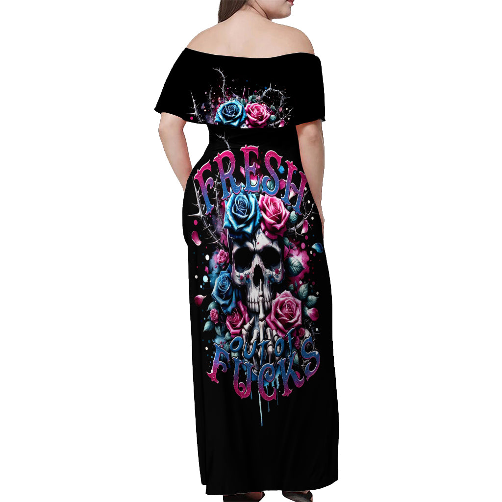 Rose Skull Off Shoulder Maxi Dress Fresh Out Of Fucks