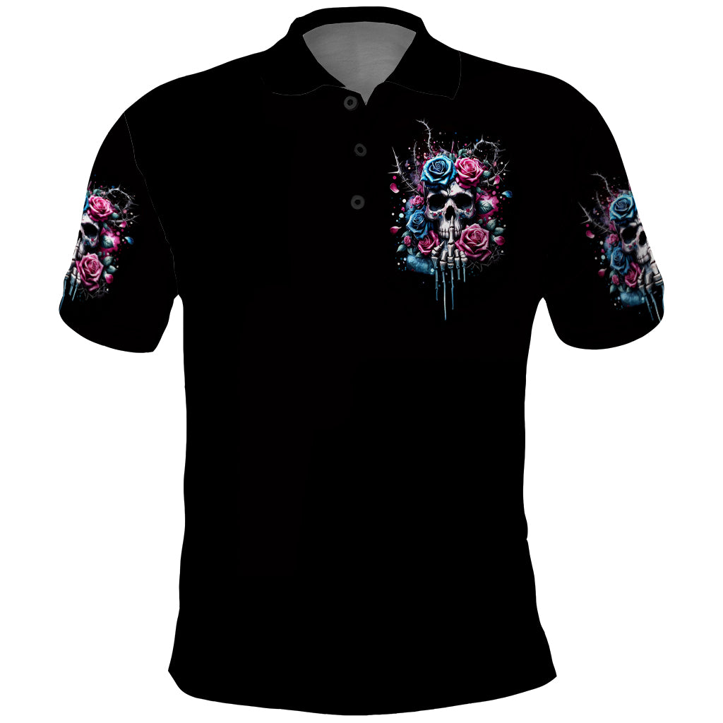 Rose Skull Polo Shirt Fresh Out Of Fucks