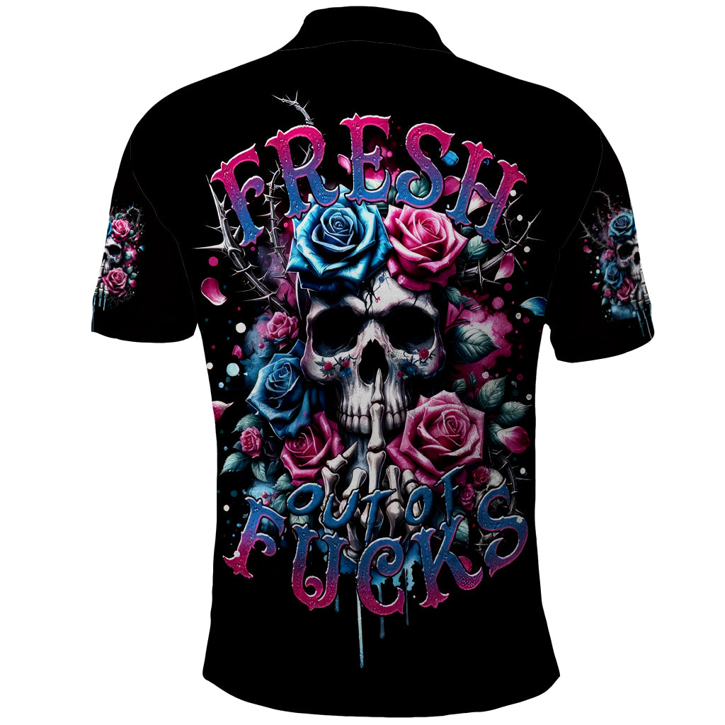 Rose Skull Polo Shirt Fresh Out Of Fucks