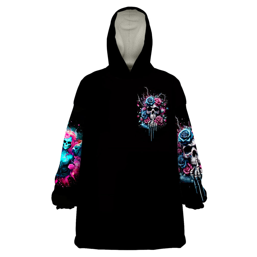 Rose Skull Wearable Blanket Hoodie Fresh Out Of Fucks