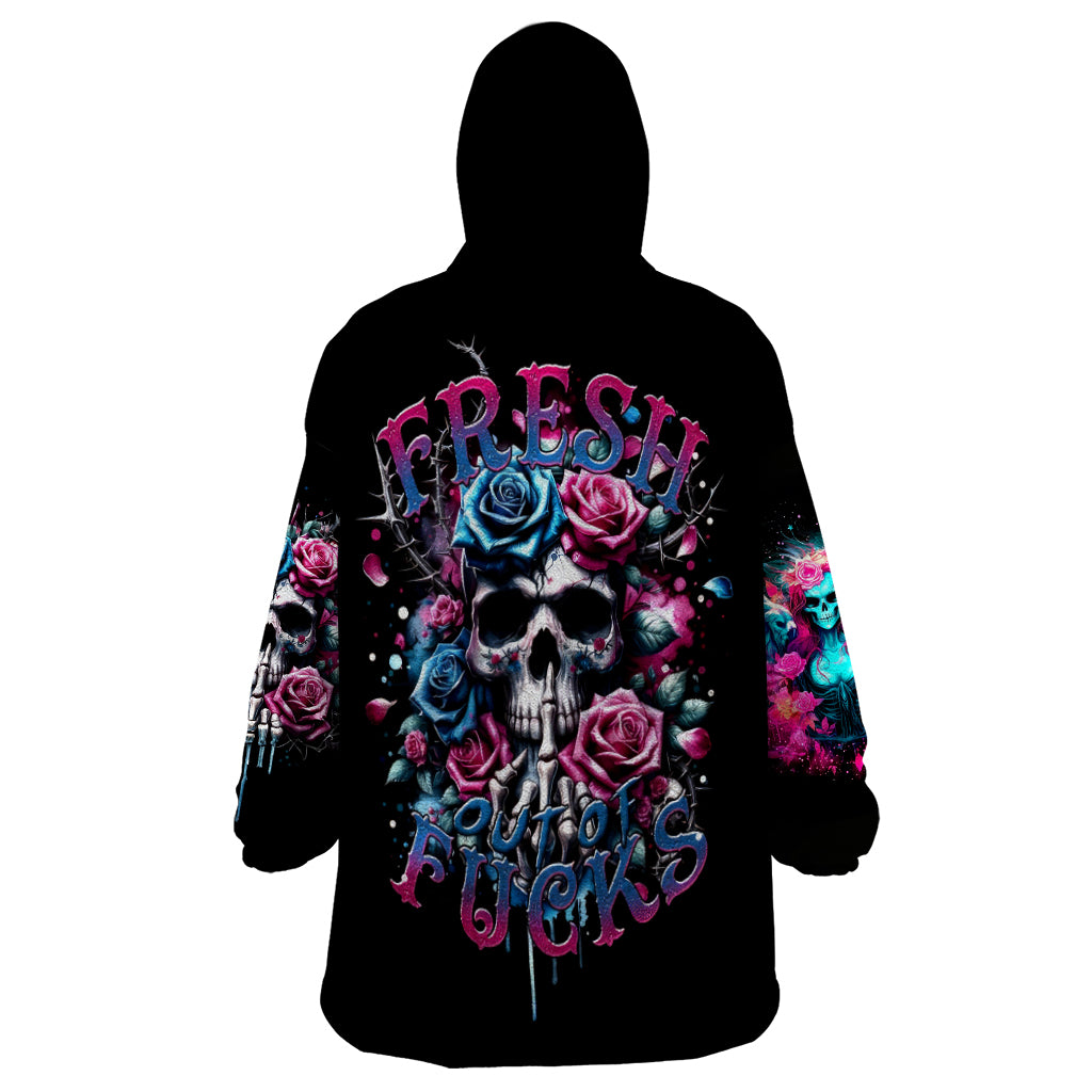 Rose Skull Wearable Blanket Hoodie Fresh Out Of Fucks