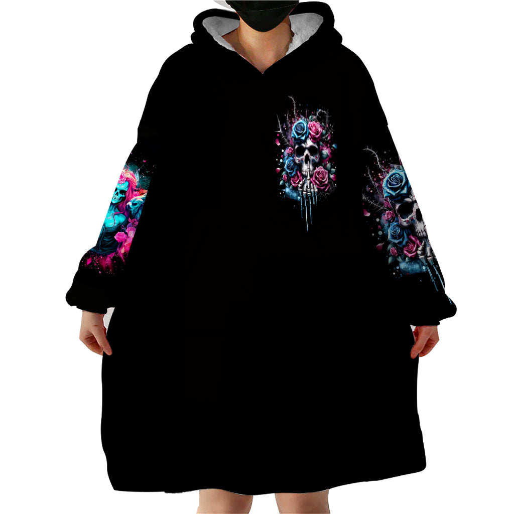 Rose Skull Wearable Blanket Hoodie Fresh Out Of Fucks