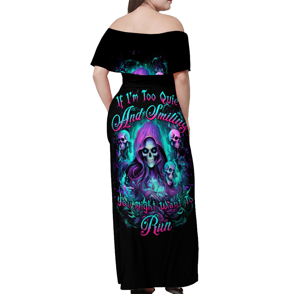 Witch Skull Off Shoulder Maxi Dress If I'm Too Quiet And Smiling You Might Want To Run