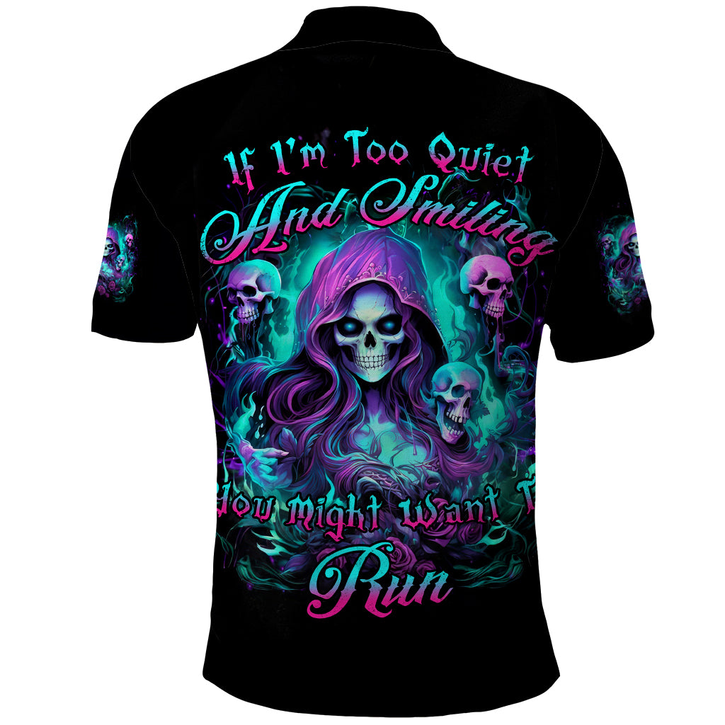 Witch Skull Polo Shirt If I'm Too Quiet And Smiling You Might Want To Run