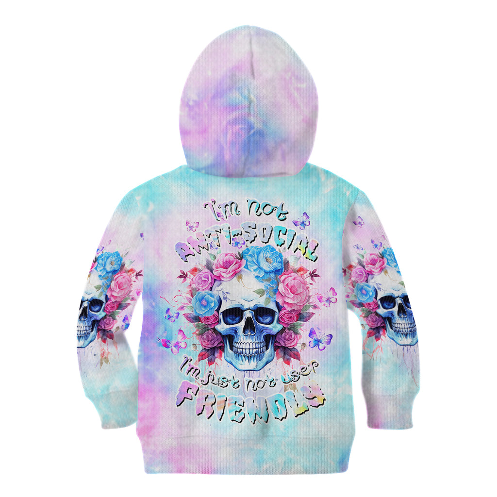 Flower Skull Kid Hoodie I'm Not Ant-Social I'm Just Not User Friendly