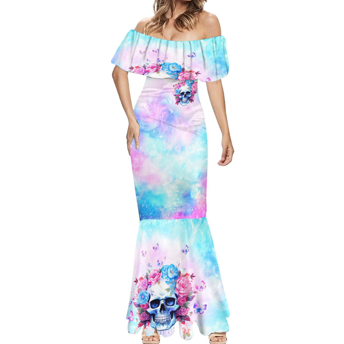 Flower Skull Mermaid Dress I'm Not Ant-Social I'm Just Not User Friendly