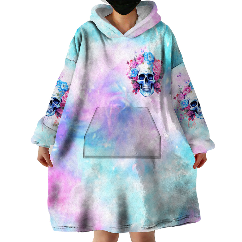Flower Skull Wearable Blanket Hoodie I'm Not Ant-Social I'm Just Not User Friendly