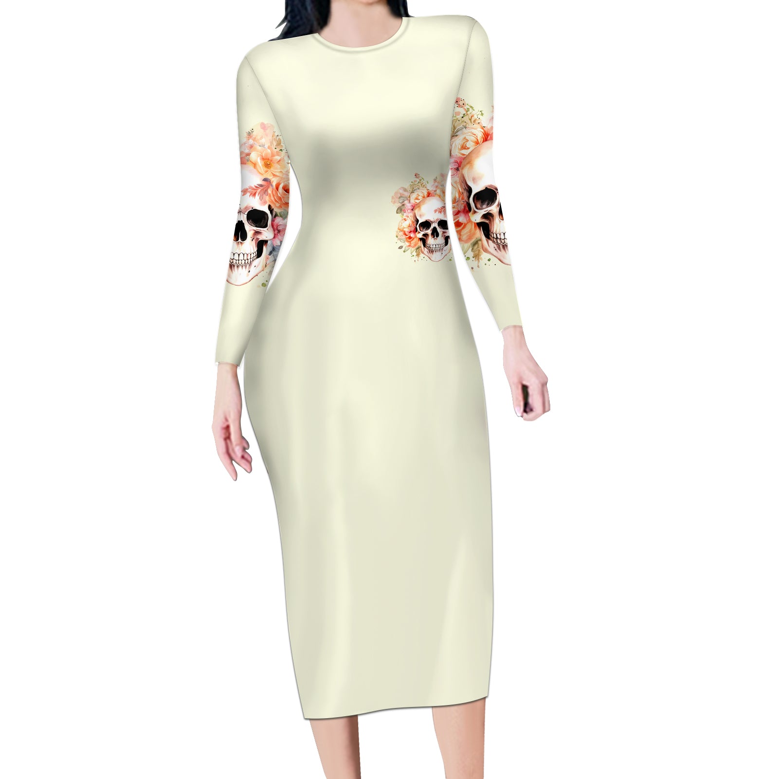 Rose Skull Long Sleeve Bodycon Dress The Good Girl In Me Got Tired Of The Bullshit