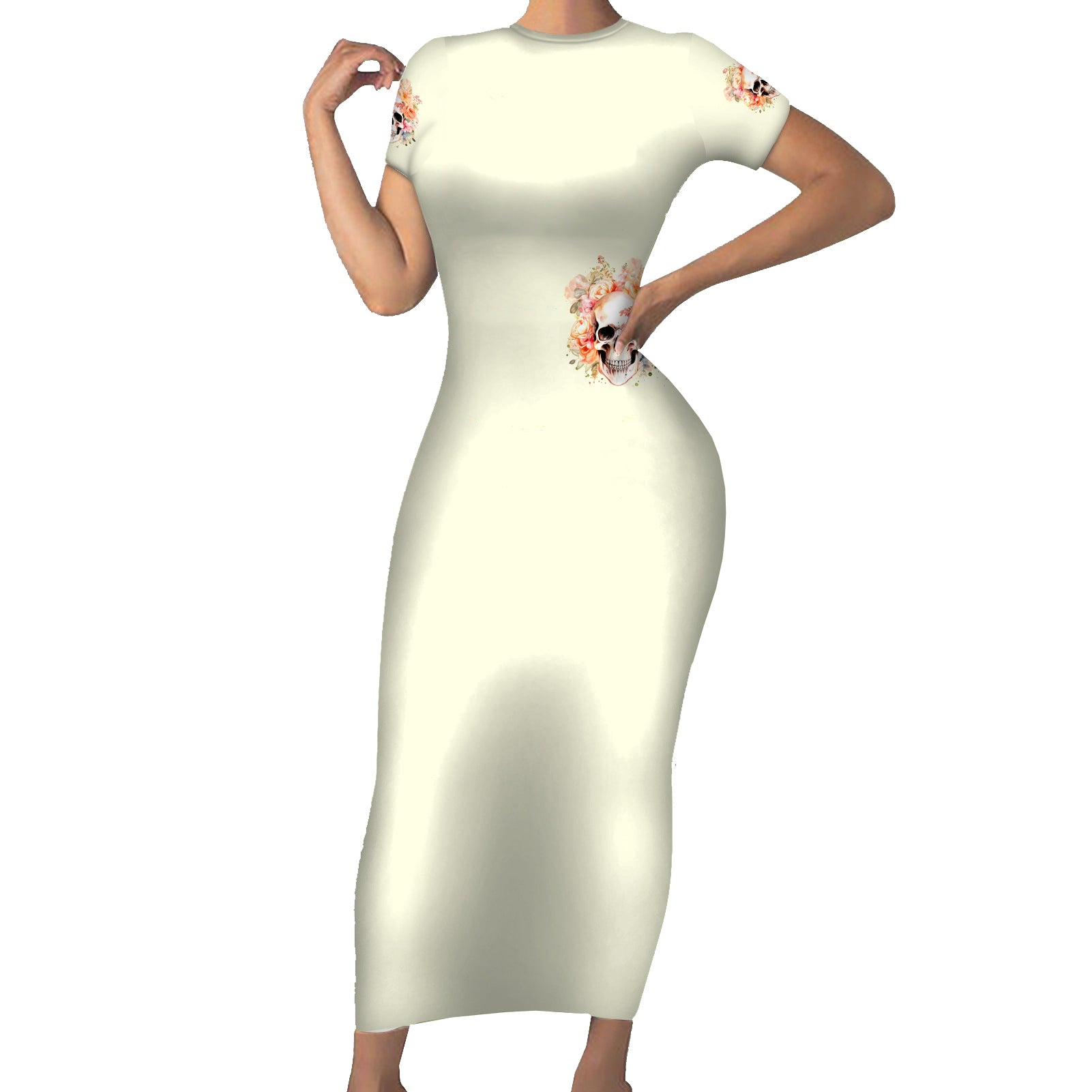 Rose Skull Short Sleeve Bodycon Dress The Good Girl In Me Got Tired Of The Bullshit