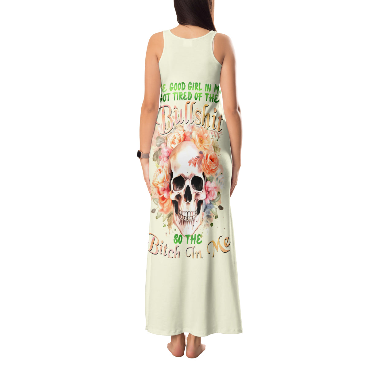 Rose Skull Tank Maxi Dress The Good Girl In Me Got Tired Of The Bullshit