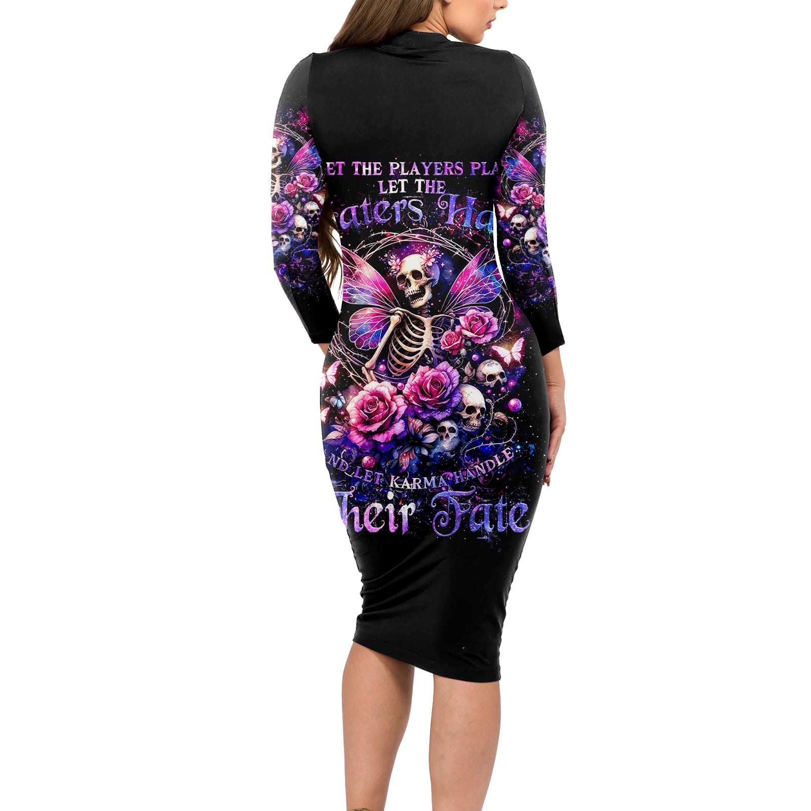 Fairy Skull Long Sleeve Bodycon Dress Let Karma Handle Their Fate
