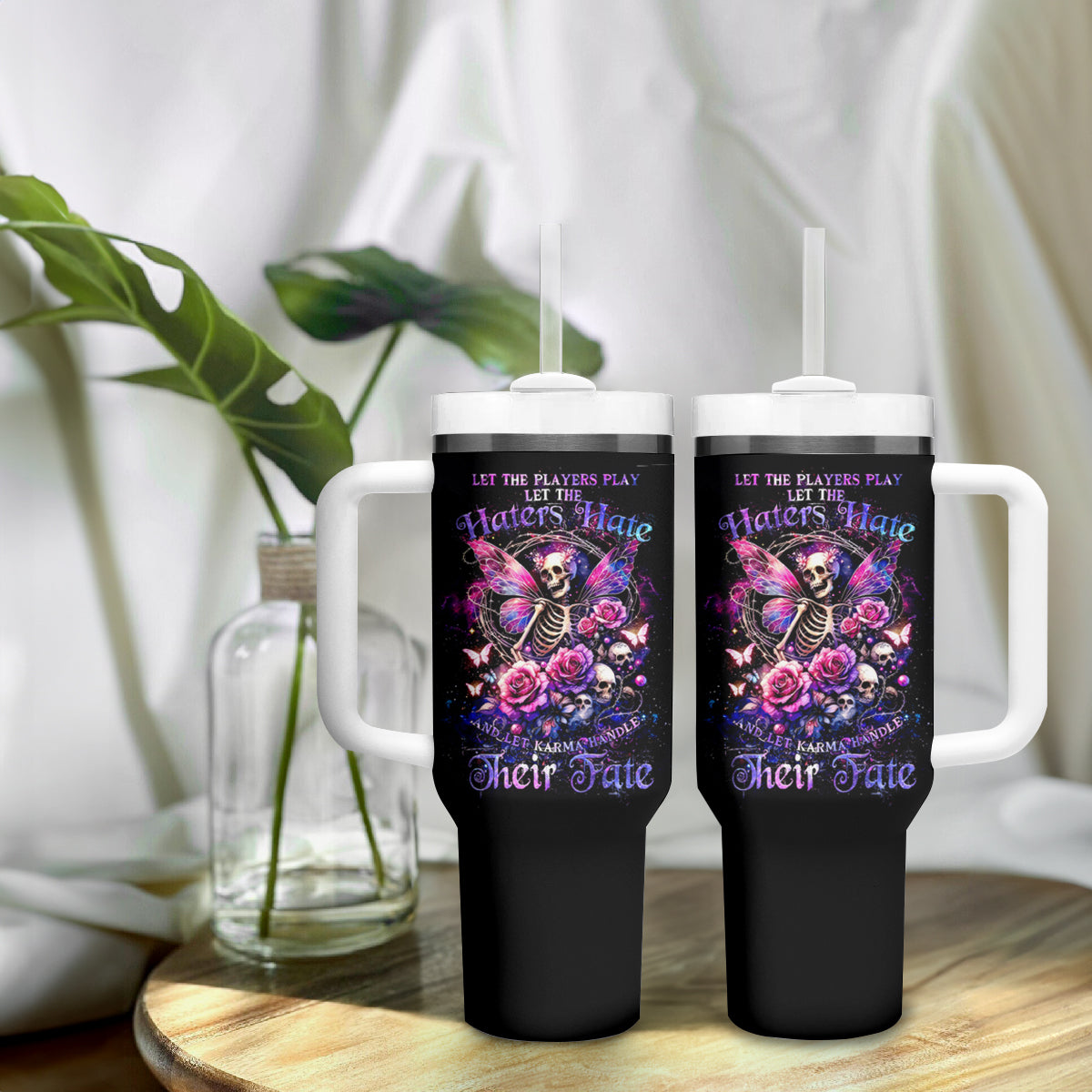 Fairy Skull Tumbler With Handle Let Karma Handle Their Fate