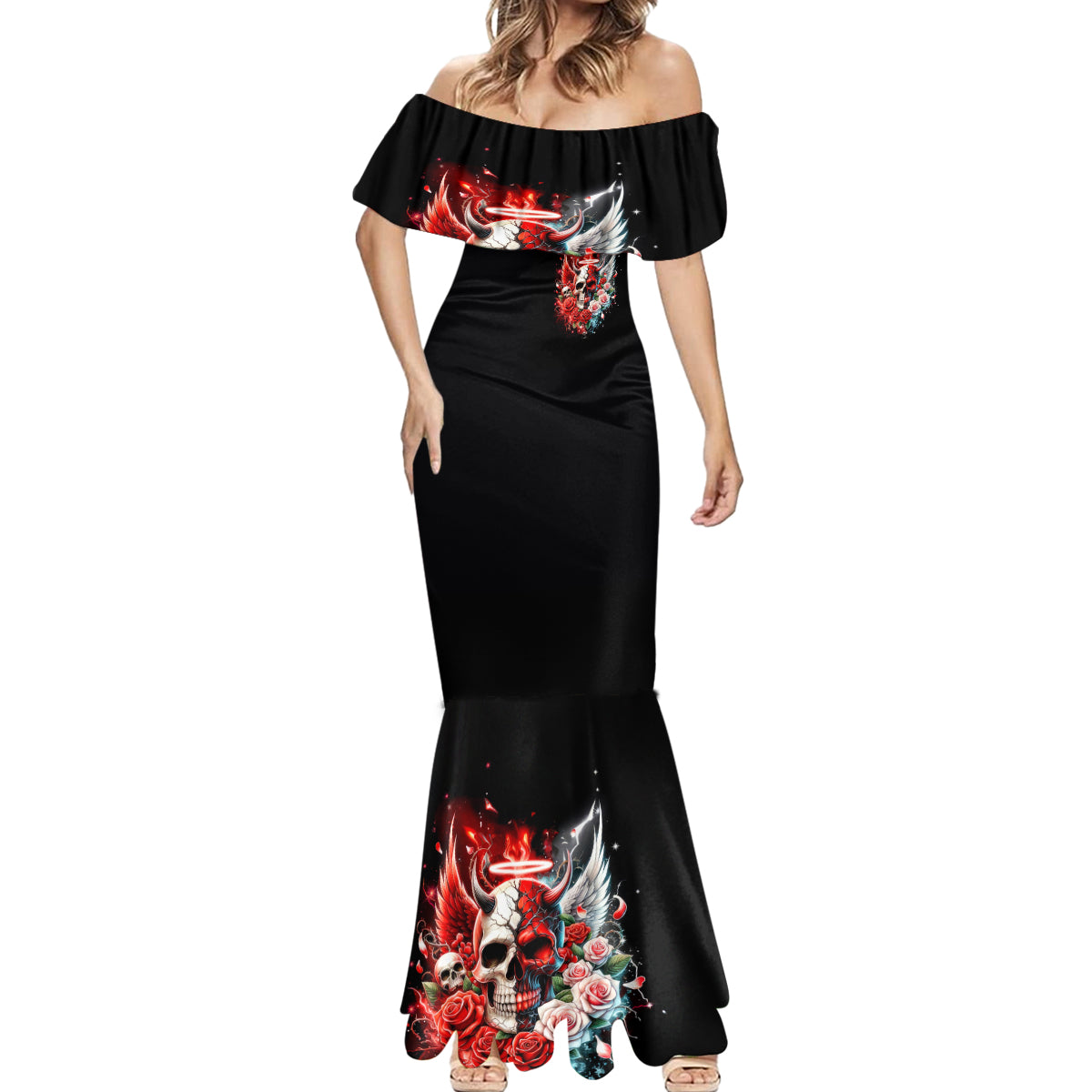 Evil Angel Skull Mermaid Dress Even The Devil Was Once An Angel