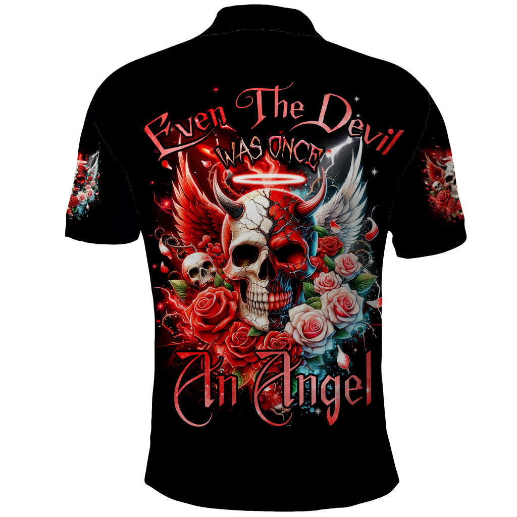 Evil Angel Skull Polo Shirt Even The Devil Was Once An Angel