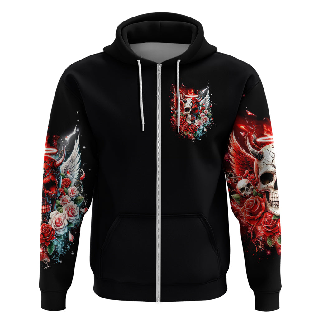 Evil Angel Skull Zip Hoodie Even The Devil Was Once An Angel